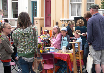 Some of the stalls in the table sale